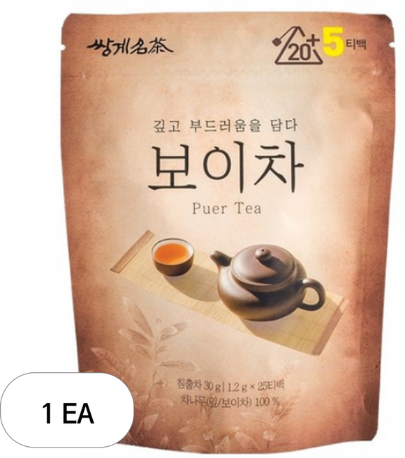 쌍계명차 보이차 삼각티백, 1개, 25개입, 1.2g