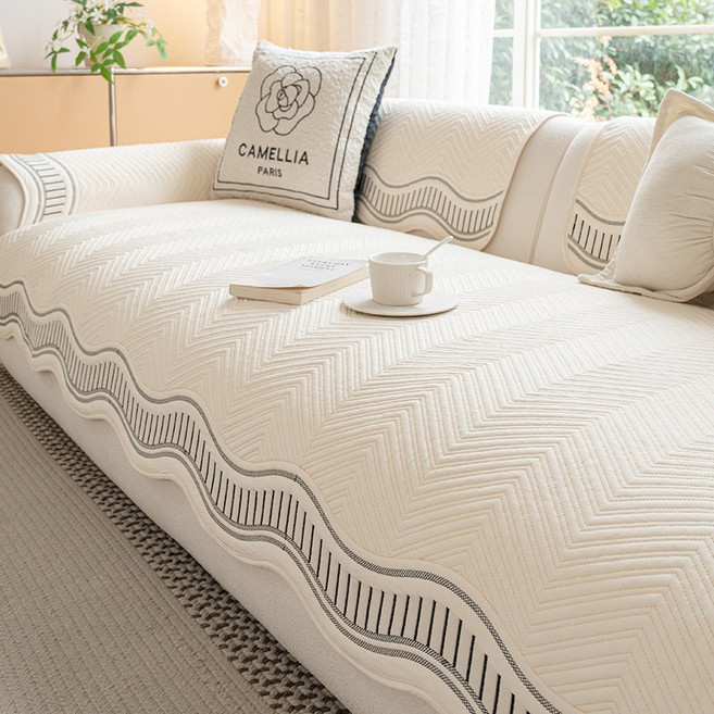 LINSHU 누빔 면 쇼파패드 부드러운 논슬립 사계절 공용