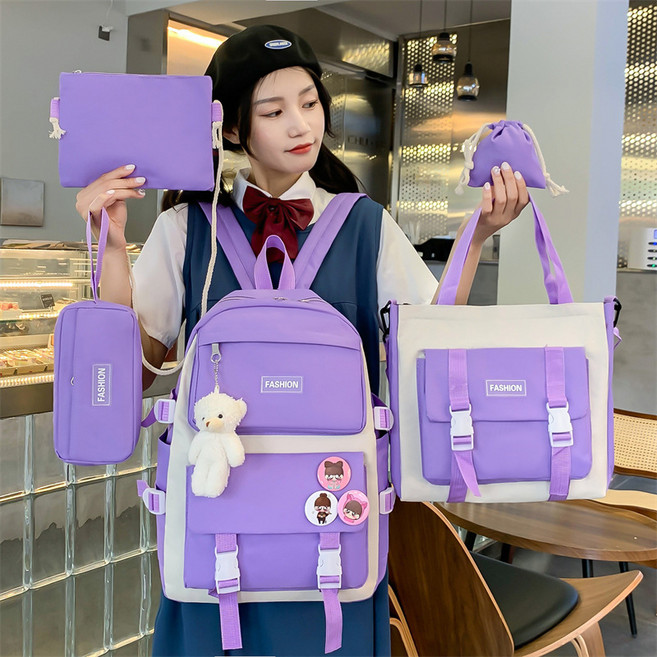 키블리 초등학생 중학생 백팩 책가방 보조가방 필통 파우치 2종 올인원 5종세트