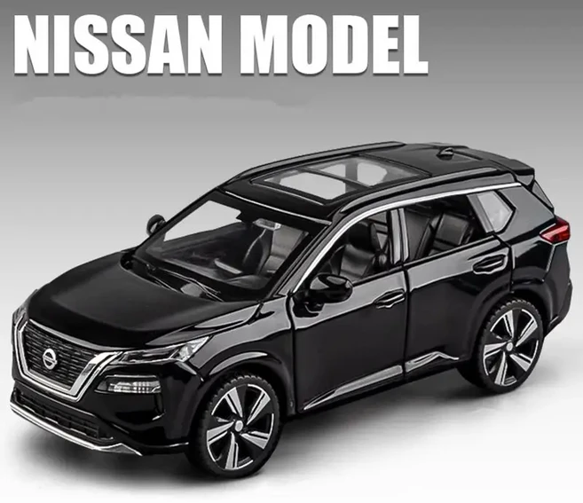 다이캐스트 1:32 닛산 X TRAIL SUV 합금 자동차 금속 오프로드 차량, 02=Black, 1개