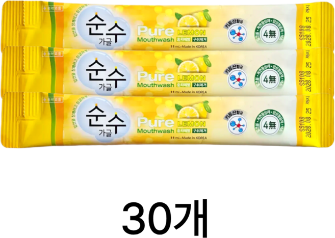 순수가글 가글스틱 일회용가그린 입냄새제거 휴대용 11ml, 30개