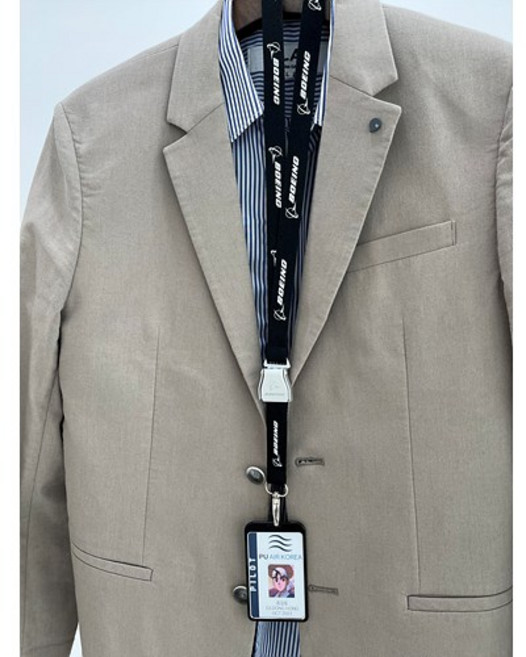 항공 사원증목걸이 릴홀더 사원증 목줄 랜야드 보잉 에어버스 세스나, 랜야드 9번 안전벨트 보잉블랙