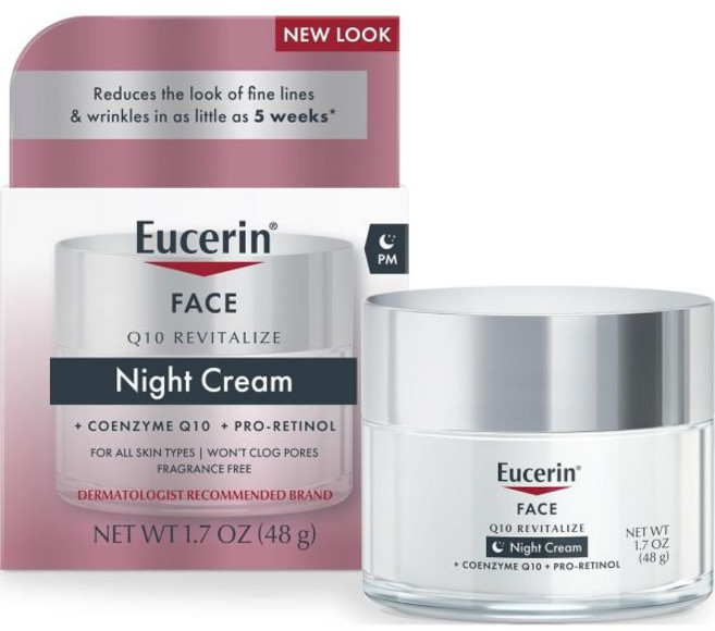 5위 - Eucerin Q10 주름 방지 나이트 크림 + 프로 레티놀 민감한 피부용 페이셜 크림 48.2g(1.7온스