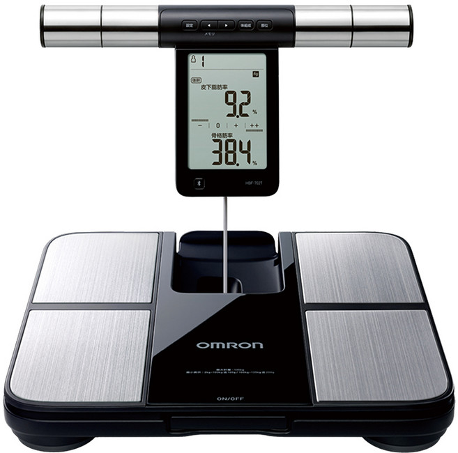 OMRON 歐姆龍 藍牙體重體脂肪計 體重體脂雙重測量 數據藍牙同步 全家共享健康管理, 黑, 1個, HBF-702T