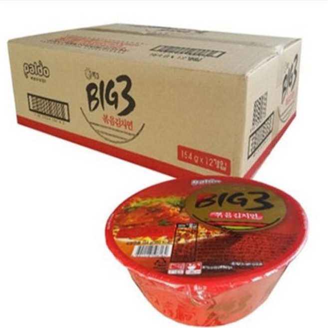 팔도 빅3볶음김치면 154g 12입 (2박스)컵라면, 24개