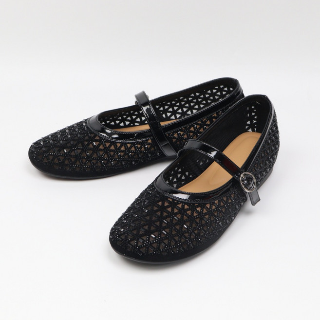 아르본 큐빅 블링블링 메쉬 메리제인 플랫슈즈 굽 3cm