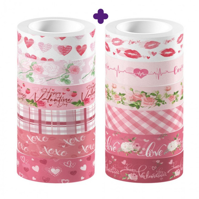 12롤 와시 마스킹 테이프 대용량 세트, 1세트, 혼합색상(S2015) 12롤