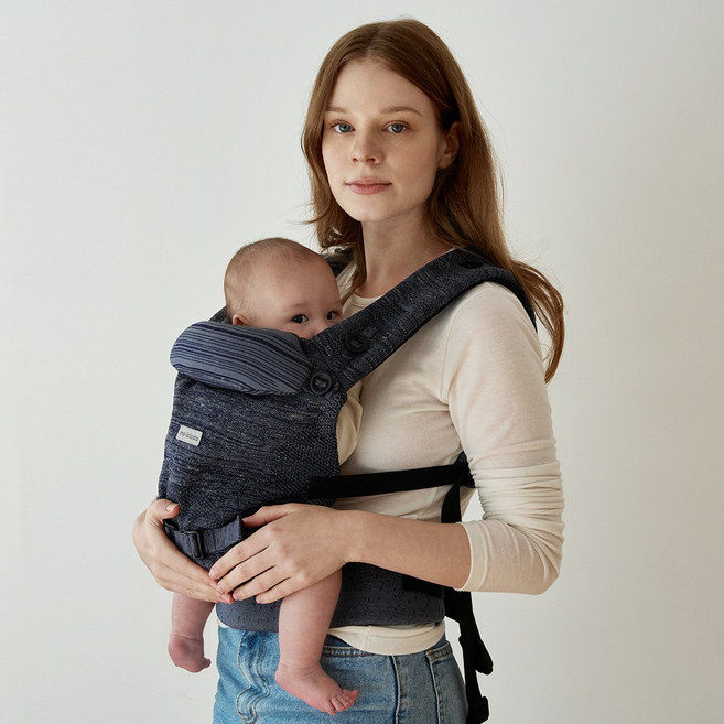 마롤로뜨 아기띠 니트 매쉬 가볍고 편한 경량 신생아 어부바 침받이 포켓 힙시트 슬링띠, 딥 네이비