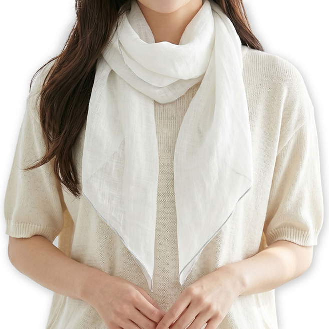 메리앤유 국내산 린넨 100% 무지 볼륨 린넨 롱 머플러 여름 스카프 선물