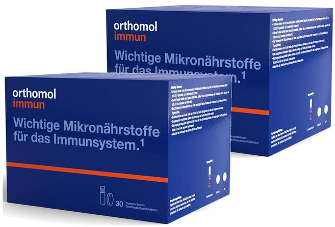 오쏘몰 오쏘땡 이뮨 액상 드링크 + 정제 멀티 비타민 독일 30일분 2개 Orthomol Immun drinking ampoules & tablets, 30회분