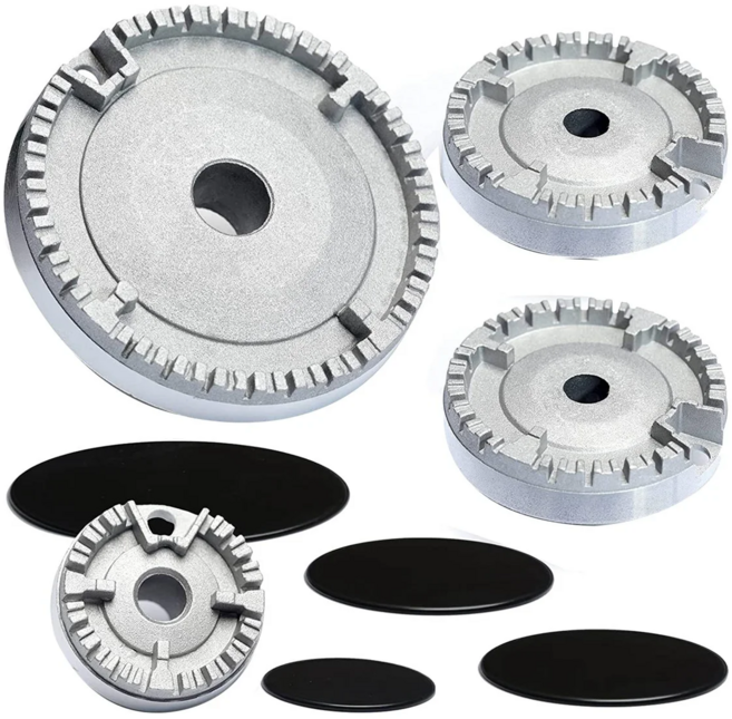 쿠커 모자 세트 스토브 뚜껑 업그레이드 오븐 가스 호브 버너 크라운 화염 캡 대부분의, 한개옵션1, 01 라이트 그레이, 1개