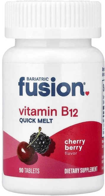 바리아트릭 퓨전 비타민 B12 퀵 멜트 체리 베리 Bariatric Fusion Vitamin B12 Quick Melt Cherry Berry 90정, 1개 - 쿠팡
