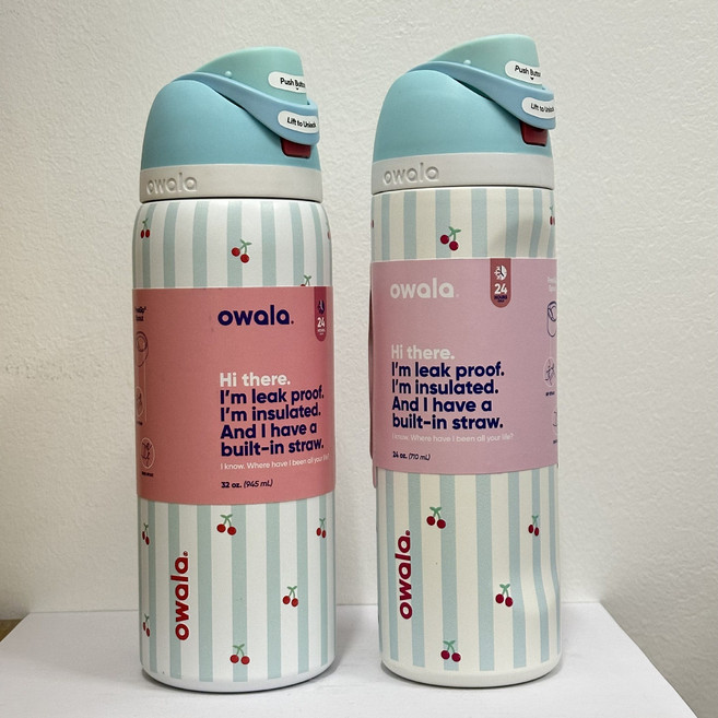 오왈라 Owala FreeSip 보온보냉병, 950ml, 스트라이프 체리