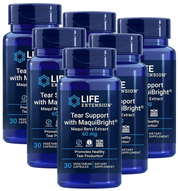라이프 익스텐션 티어 서포트 마퀴브라이트 마키베리 추출물 60mg 캡슐 Life Extension Tear Support with MaquiBright, 6개, 30정 - 쿠팡