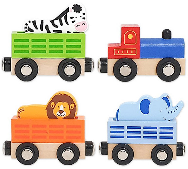 비가 애니멀 자석기차 4종세트 원목 유아 놀이 장난감, 애니멀자석기차4종세트, 1개