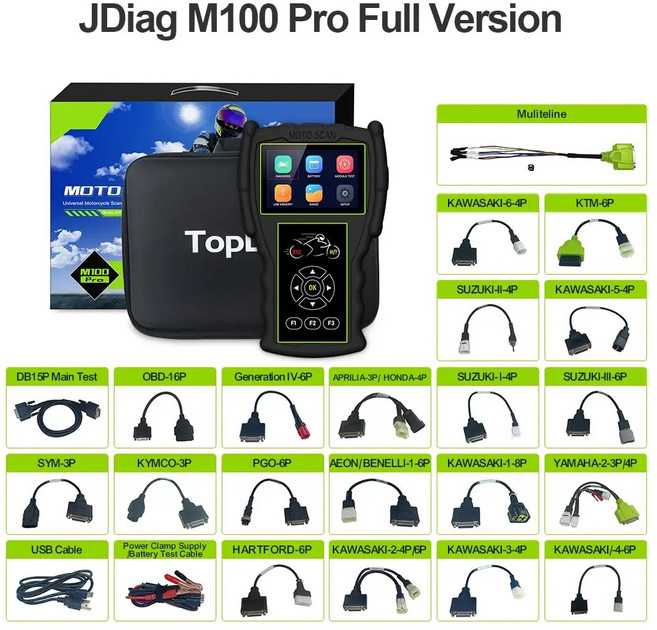 BMW코딩케이블 차량스캐너 비머코드 JDiag M100 Pro 오토바이 진단 도구 OBD2 오류 BMW 가와사키 야마하 스즈키 KTM용 리더, 1개