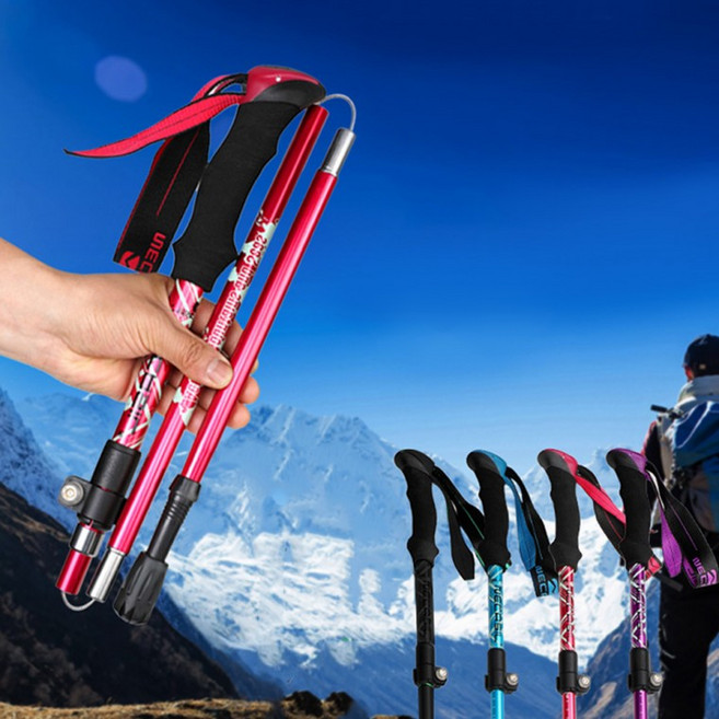 초경량 두랄루민 등신스틱 접이식 지팡이 백패킹 스틱, 접이식4단등산스틱 1P 블랙, 1개