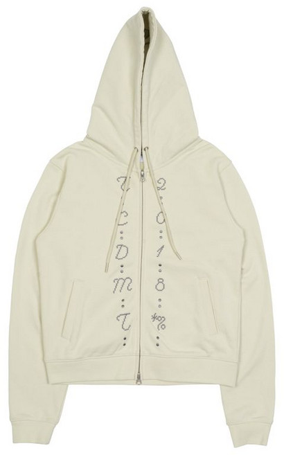 THE COLDEST MOMENT TCM center stitch hooded zip-up oatmeal
