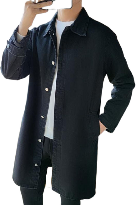 셀럽당 미디 데님 트렌치코트 남