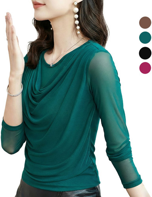 지스터프 라인댄스 상의 여성 티셔츠 긴팔 셔링 댄스복