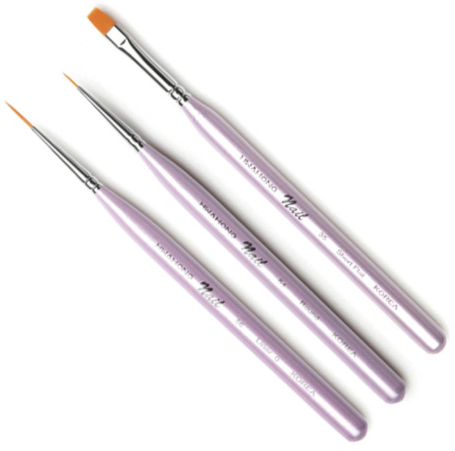 화홍 네일아트 국가고시실기시험 브러시 3종세트, 혼합 색상, 1세트