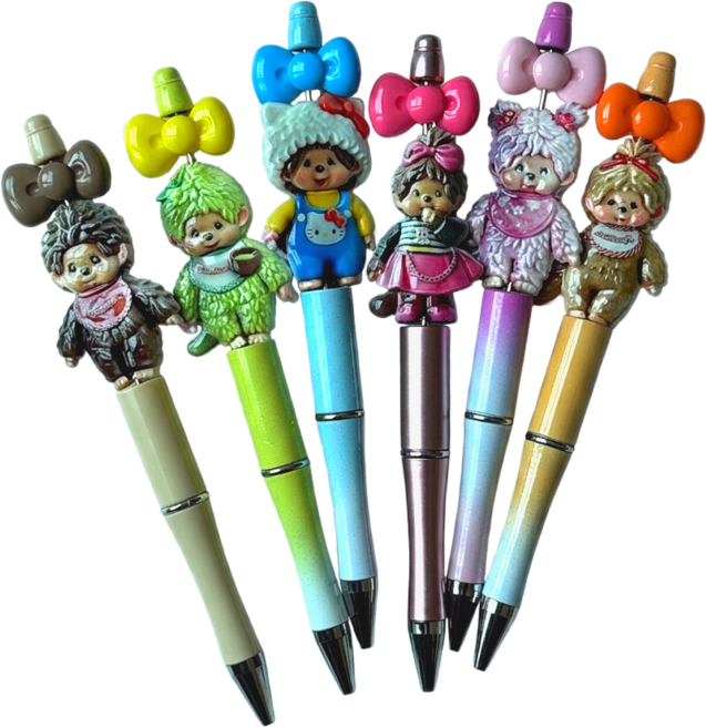 볼펜 꾸미기 6개 세트 원숭이 비즈 볼꾸 재료 DIY, 1세트, 혼합