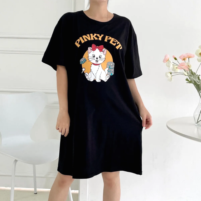 별별모아 반팔 루즈핏 순면 원피스 홈웨어 잠옷 실내복