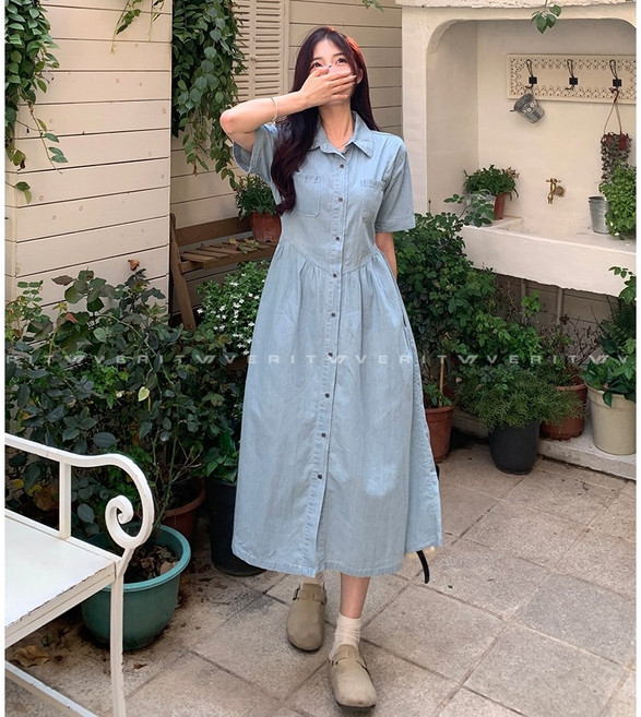 [베리트] 카라넥 투포켓 롱 원피스 드레스 VT-809