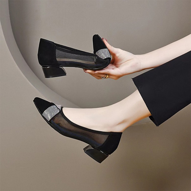 발그림자 여성 망사 하이힐 펌프스 힐 통굽 샌들힐 스틸레토 단화