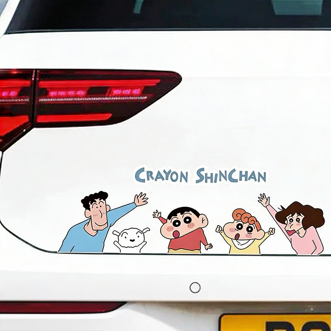 래미리아 짱구 가족 창문 스티커 차량용 스티커, 1세트, 대:51*17cm + 소:29*10cm