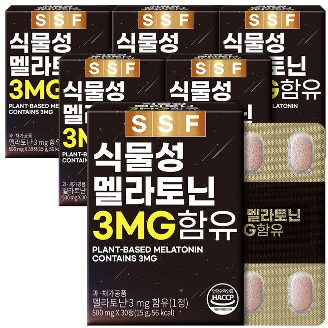 식물성 멜라토닌 3mg함유 트립토판 타트체리 레몬밤, 6개, 30정
