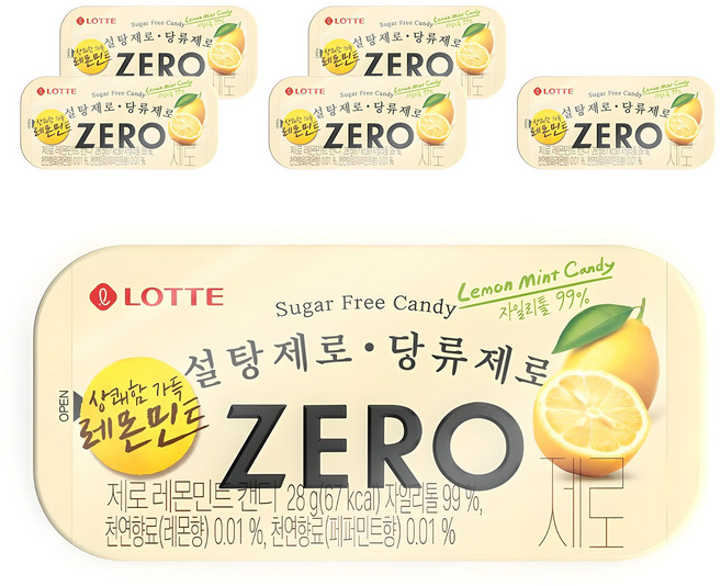 롯데제로 레몬민트 캔디, 6개, 28g