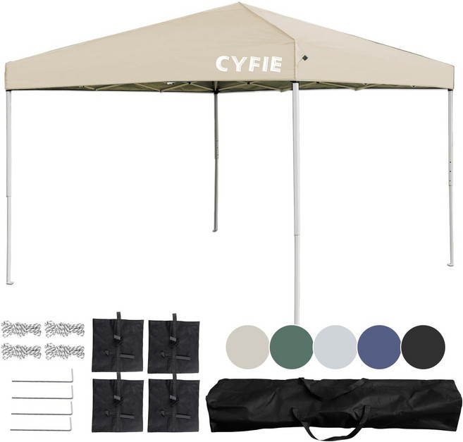 대형 캐노피 텐트 방수 보온 접이식 천막 차양막 캠핑 야외 정원 행사용, 카키