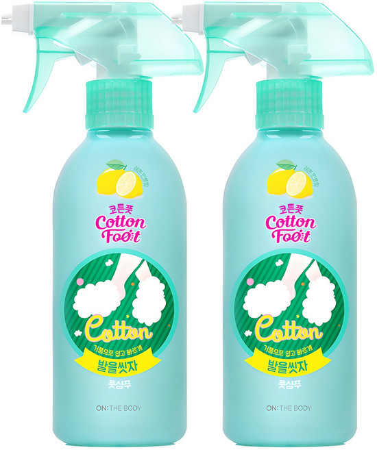 온더바디 코튼풋 발을 씻자 풋샴푸 레몬민트향, 1개입, 2개, 385ml