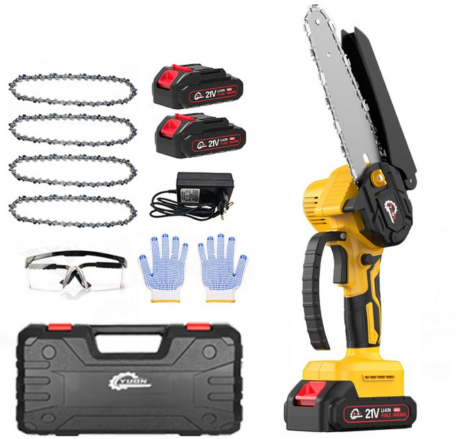 YUON 독일 15.24cm 무선 충전 전기 체인톱 미니 무선 전기톱, 1개