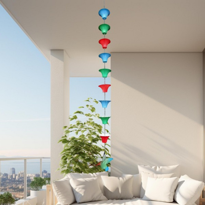 빗물받이용 레인 3.9피트 녹 방지 연장형 벌새 디자인 8컵 장식용 정원 야외 가제보용, 01 중국