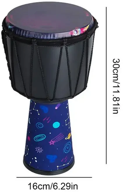 초보자용 아프리카 드럼 손으로 조각한 전문 염소 가죽 어린이 봉고 유치원 음악, 01 China Mainland, 02 Space