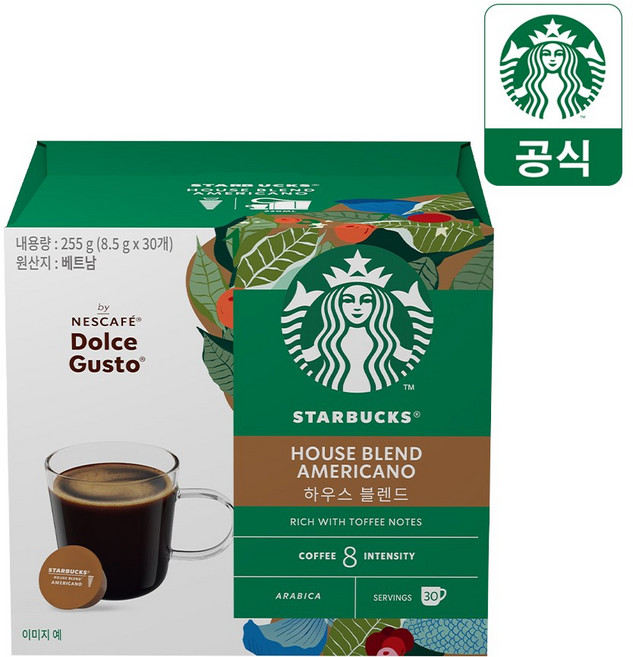 스타벅스 하우스 블렌드 대용량 30P by 돌체구스토 캡슐커피, 30개입, 1박스, 8.5g