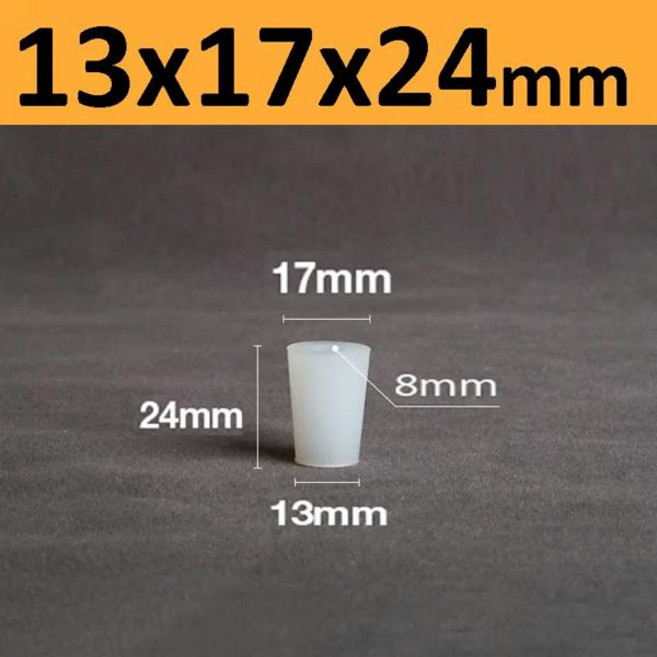 1-5Pcs Brew Wine Stoppers 에어 록 밸브 용 8mm 구멍이있는 실리콘 플러그 버블 러 발효 배기 밸브 실리콘 고무 플러그, [00] 2Pcs, [00] 13x17x24mm