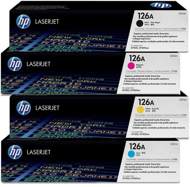 HP CE310A黑 CE311A藍 CE312A黃 CE313A紅(126A)原廠碳粉匣 - 適用於CP1025NW/M175, 1個