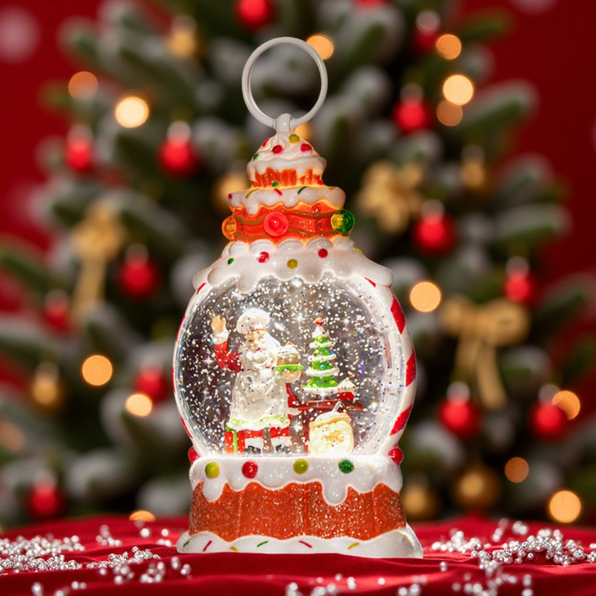 크리스마스 오르골 눈내리는 산타 선물 무드등 파티 장식 소품 회전목마 램프, 3-2403SD083S1