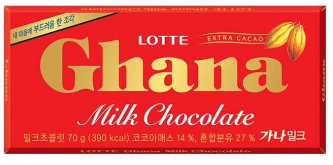 롯데 가나 밀크 초콜릿, 70g, 5개