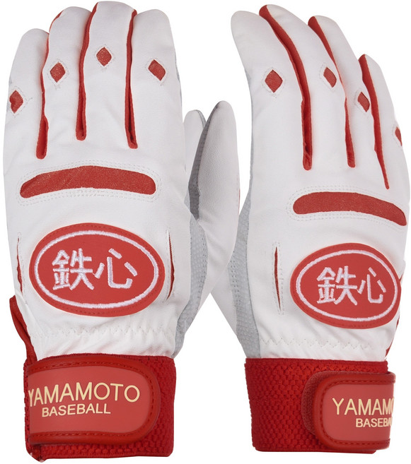 야마모토 철심 고트스킨 야구 배팅장갑 양손용, 1세트, 레드