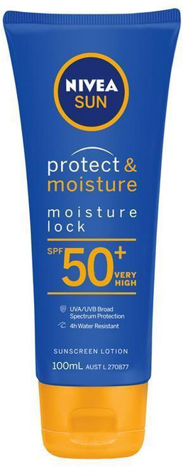 니베아 썬 프로텍트 모이스처 수분 선크림 SPF50+ 100ml NIVEA Protect Moisture Sunscreen, 1개