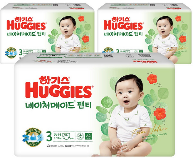 하기스 네이처메이드 팬티형 기저귀 남녀공용, 3단계, 156매