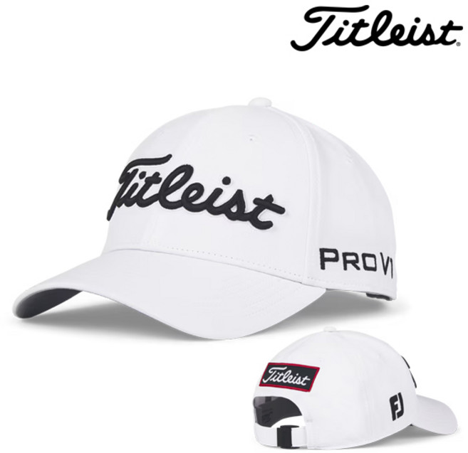 타이틀리스트 2025 투어 퍼포먼스 모자 TH25ATPA, 화이트/블랙, 1개