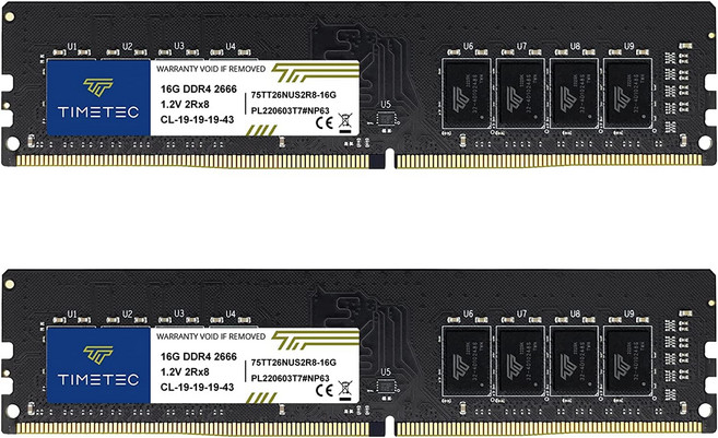 Timetec Hynix IC 데스크탑 PC용 메모리 288 Pin UDIMM(2666MHZ 32GB Kit(2x16GB))