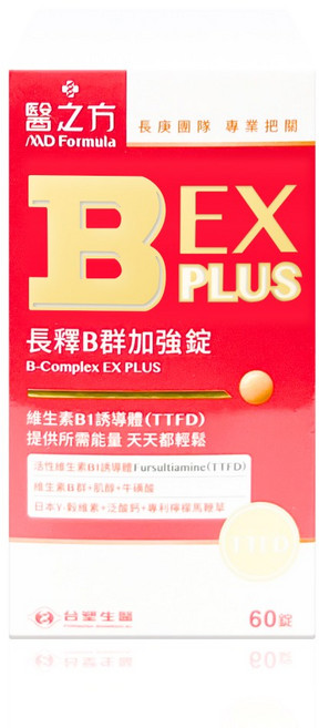 台塑醫之方 長釋B群EX PLUS加強錠, 60份, 600mg, 1罐