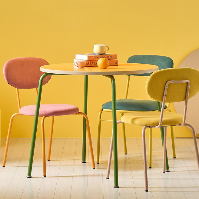 스테이인무드 미오무 원형 식탁 테이블 800, 4인용, 오렌지 바디_미스티핑크