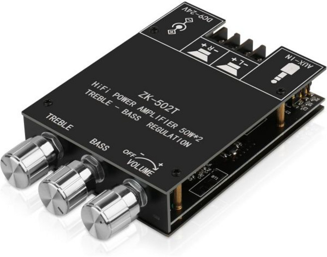 ARAROWN ZK-1002T 2.0 채널 블루투스 5.0 앰프 보드 200W 하이파이 서브우퍼 오디오 앰프 트레블 및 베이스 컨트롤 BT 및 AUX 입력 DIY 스피커용 DC, Black2 ZK-502T